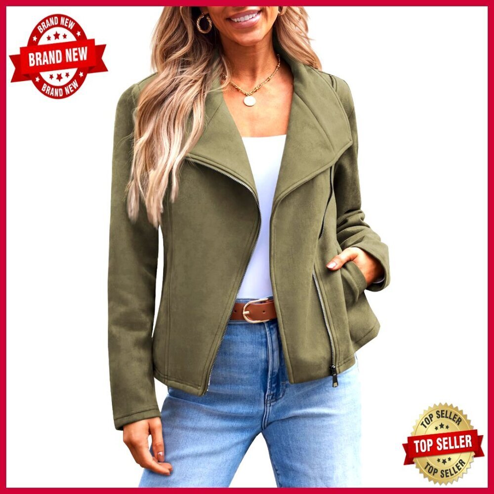 Cropped Faux Suede Leather Jacket Open Front Cardigan Style Coat